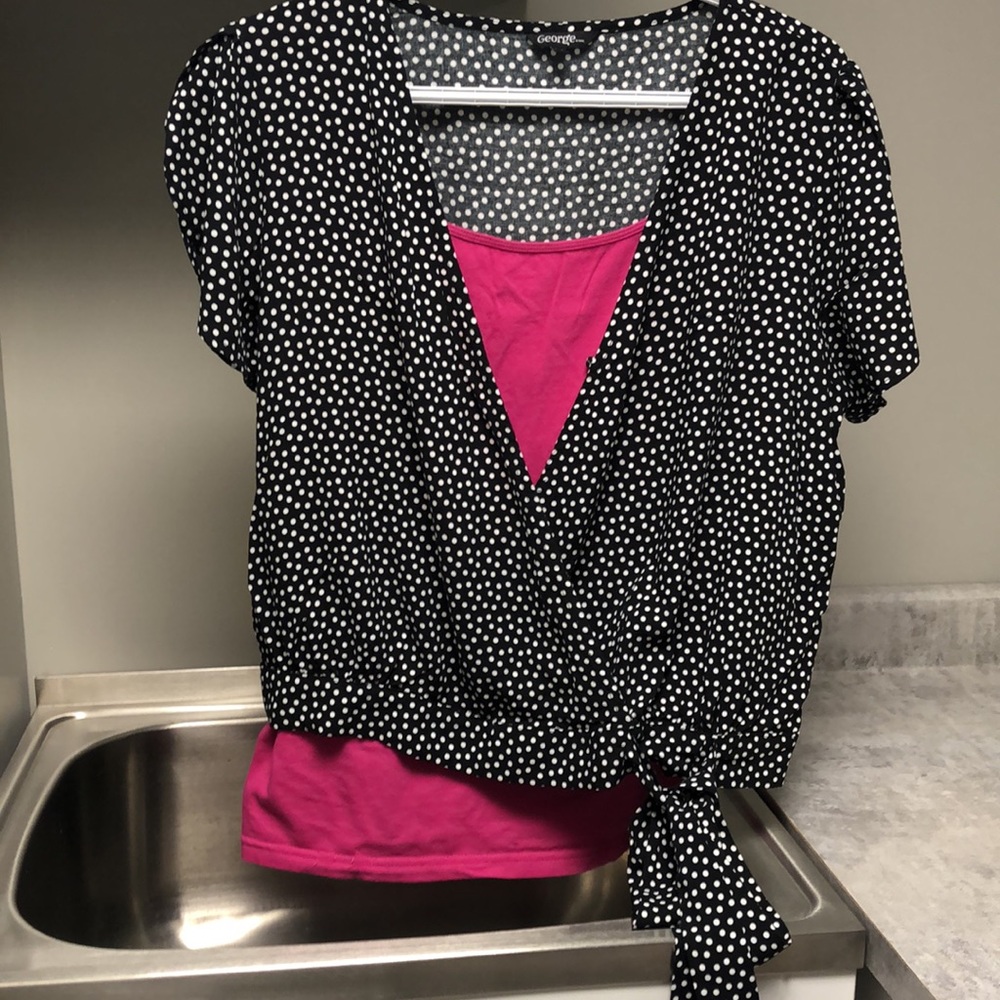 🐇 - bunny sale George ladies polka dot cotton blouse and hot pink tank